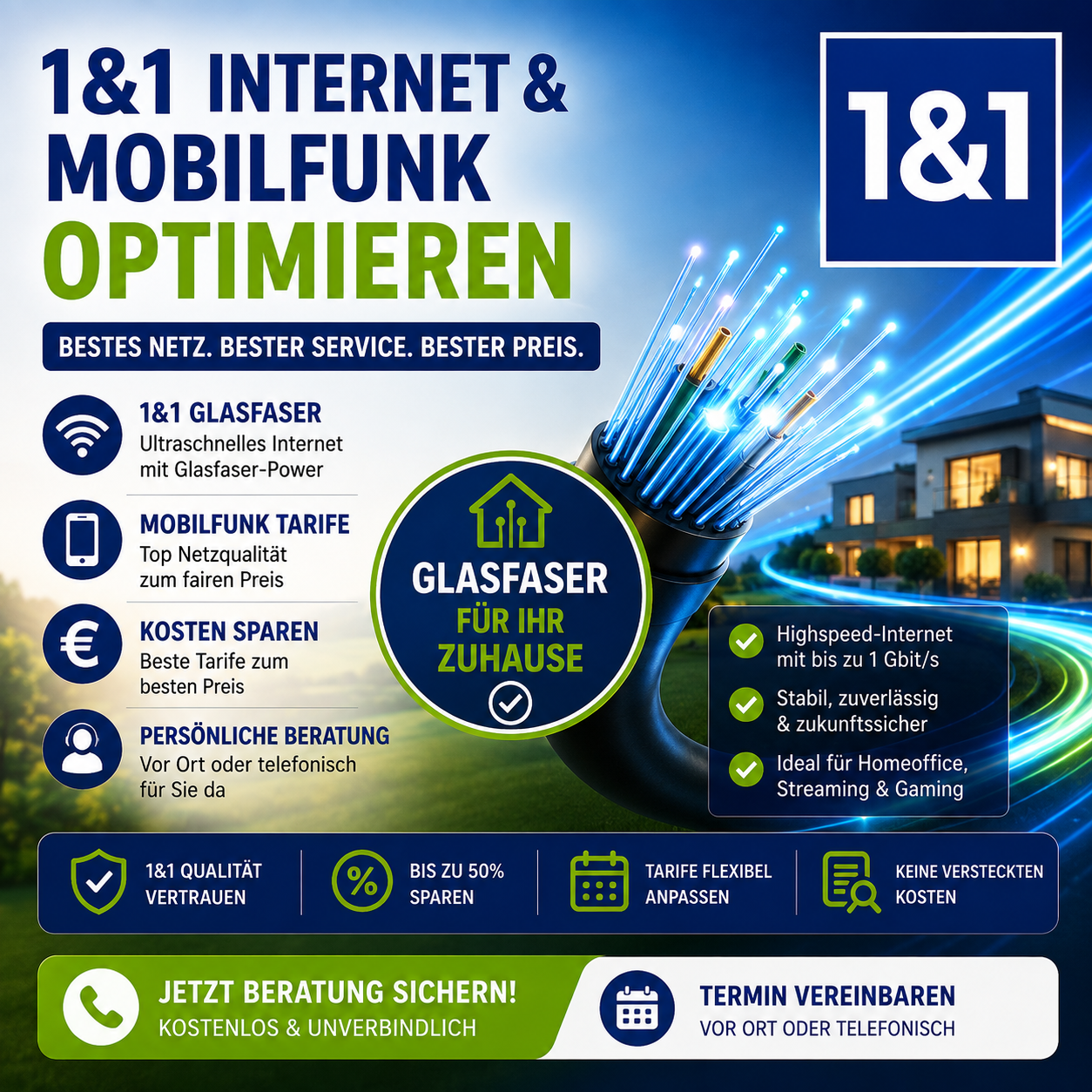 1&1 Glasfaser & Mobilfunk – Kostenloser Tarifcheck